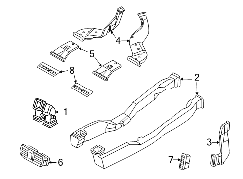 2011 Hyundai Equus Ducts Duct Assembly-Rear Ventilator No.3, Center Diagram for 970453N200