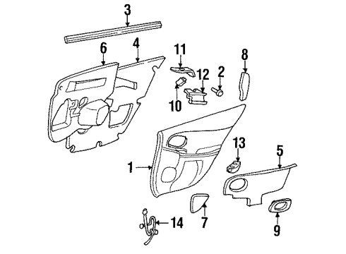 2002 Oldsmobile Aurora Interior Trim - Rear Door SEALING STRIP, Rear Side Door Window Glass Run (Outer & Inner) Diagram for 25725129