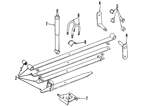 1994 Isuzu Rodeo Rear Suspension Spring, Rear Leaf No 2 Main Diagram for 8970443960