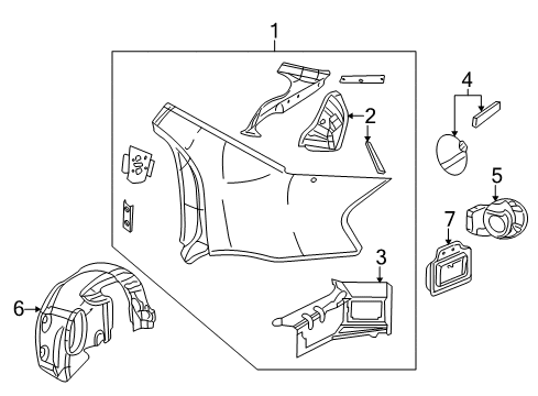 2004 Chrysler Sebring Quarter Panel & Components, Exterior Trim Shield-WHEELHOUSE Diagram for 4814854AC