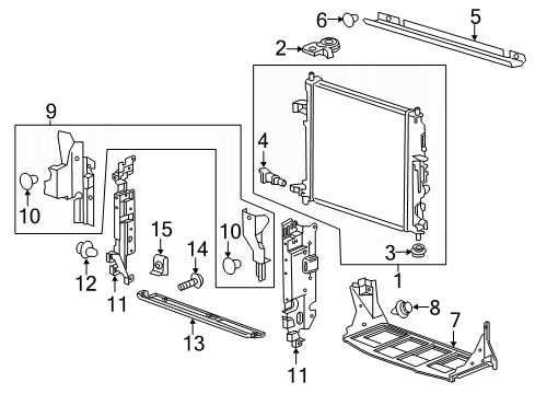 2018 Chevrolet Camaro Radiator & Components Upper Bracket Diagram for 84009866