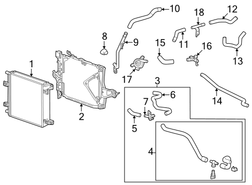 Radiator & Components Mount Bracket Bolt Diagram for 90105A0124