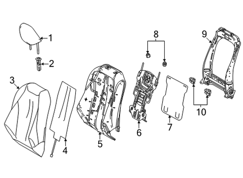 Passenger Seat Components Seat Back Frame Diagram for 7101362130