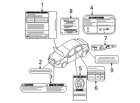 2007 Nissan Sentra Information Labels Label-Caution Jack Setting Diagram for 99555ET007