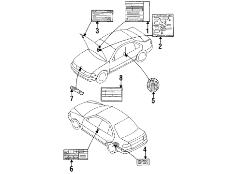 1997 Nissan Sentra Information Labels Label-Caution, Motor Fan Diagram for 21599F4100