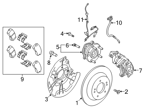 2019 Hyundai Kona Brake Components Brake Assembly-Rear Wheel, LH Diagram for 58210J9200