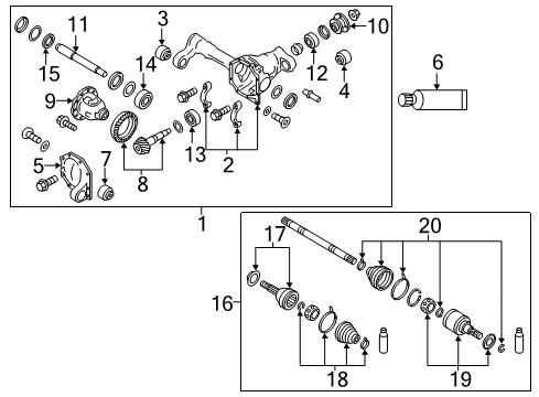 2017 Nissan Armada Carrier & Front Axles Joint Assy-Inner Diagram for 397115ZW0A