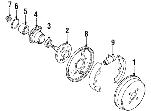 1992 Toyota Corolla Rear Brakes Drum Diagram for 4243116060
