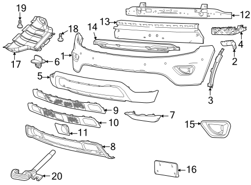 2016 Jeep Grand Cherokee Front Bumper Grille-FASCIA Diagram for 5YD18TZZAA