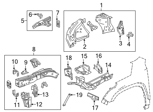 2020 Chevrolet Blazer Structural Components & Rails Diagonal Brace Diagram for 23366471