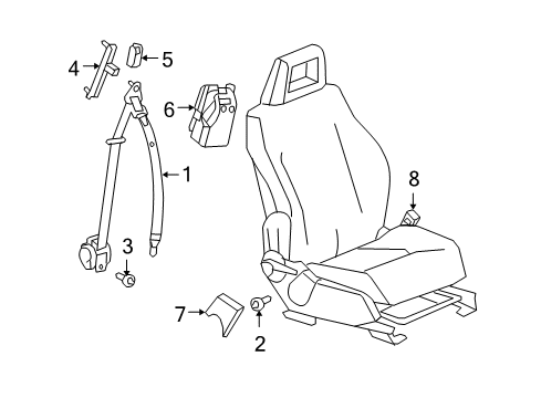 2007 Dodge Caliber Front Seat Belts Seat Belt EXTENDER Diagram for 5179969AA