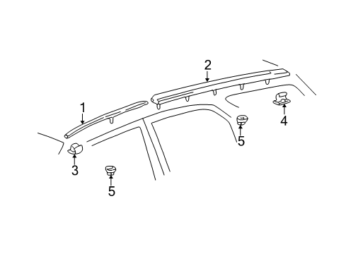 2002 Lexus RX300 Exterior Trim - Roof Retainer, Roof Drip Side Finish Moulding, NO.2 Diagram for 7556448010
