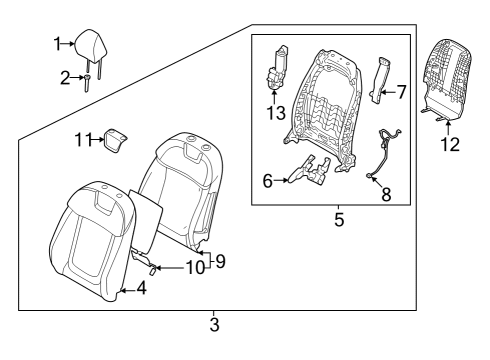 Driver Seat Components BACK ASSY-FR SEAT, LH Diagram for 88300CW010KWE