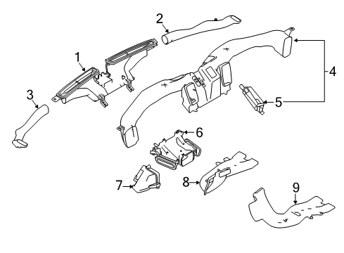 2021 Infiniti Q60 Ducts Duct-Floor, Front LH Diagram for 278334GA0A