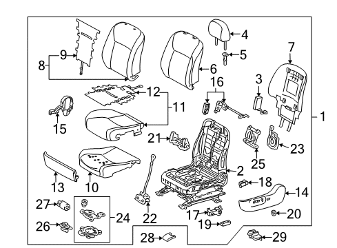2010 Lexus HS250h Front Seat Components Support, Front Seat Headrest Diagram for 7193147010A8