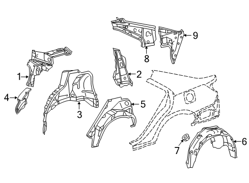 2014 Toyota Camry Inner Structure - Quarter Panel Outer Reinforcement Diagram for 6171106100