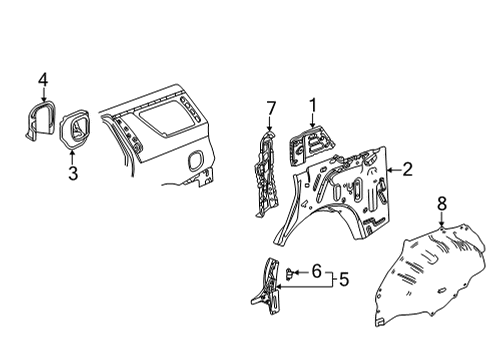 2021 GMC Yukon Inner Components - Quarter Panel Upper Panel Diagram for 84265828
