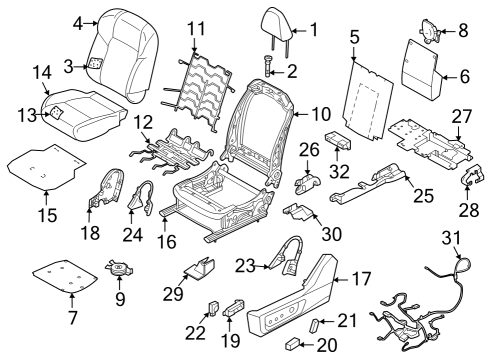 Power Seats Knob-Switch, Front Seat Reclining LH Diagram for 870636RA0A