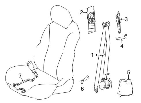 2018 Lexus LS500 Front Seat Belts Guide, Front Seat Shoulder Belt Diagram for 7318750020