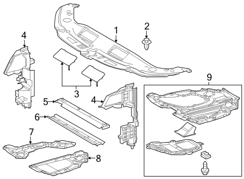 2022 Lexus ES300h Splash Shields Engine Under Cover Assembly Diagram for 5142007010