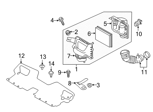 2017 Infiniti Q50 Powertrain Control Air Cleaner Cover Diagram for 165265CA5A