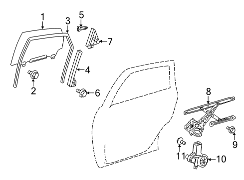 2013 Toyota Prius V Rear Door Run Channel Diagram for 6814247042