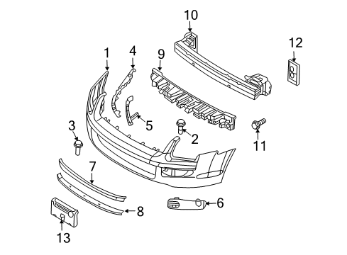 2007 Mercury Milan Front Bumper Impact Bar Diagram for 6E5Z17757AA