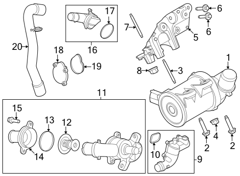 2021 Ford Escape Water Pump ADAPTOR - WATER OUTLET CONNECT Diagram for LX6Z8K556A