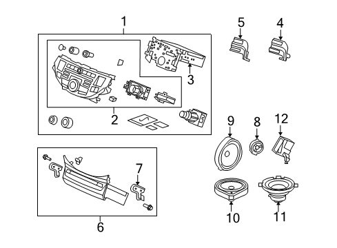 2009 Honda Accord Sound System Bracket, L. Radio Diagram for 39161TA0A00