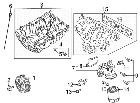 Engine Parts, Mounts, Cylinder Head & Valves, Camshaft & Timing, Variable Valve Timing, Oil Pan, Oil Pump, Adapter Housing, Balance Shafts, Crankshaft & Bearings, Pistons, Rings & Bearings BRACKET - ENGINE FRONT SUPPORT Diagram for LX6Z6038C