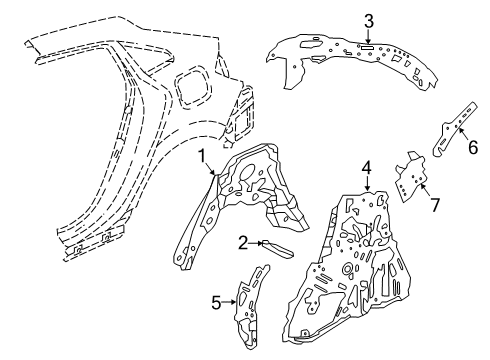 2020 Honda Civic Inner Structure - Quarter Panel Wheelhouse, L. RR. Diagram for 64730TGGA01ZZ