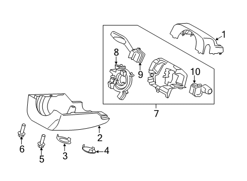 2020 Ford Police Responder Hybrid Shroud, Switches & Levers Lower Column Cover Diagram for HS7Z3530AA