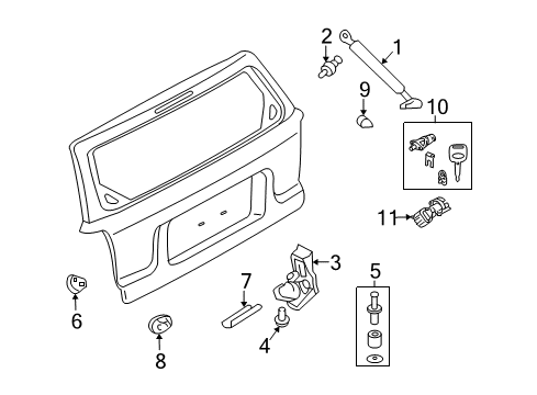 2010 Mercury Mariner Lift Gate Support Cylinder Ball Stud Diagram for W714316S900