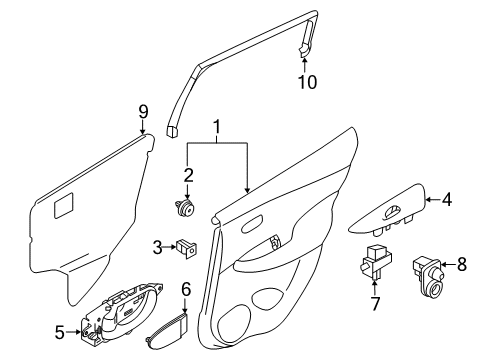 2015 Nissan Leaf Switches Finisher-Power Window Switch, Rear RH Diagram for 829603NF0B
