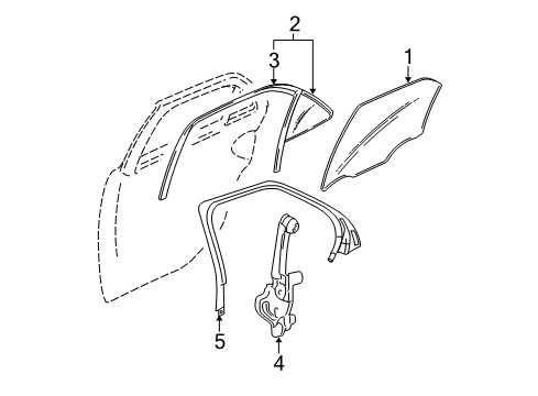 2006 Cadillac STS Rear Door Fixed Glass Diagram for 25779159