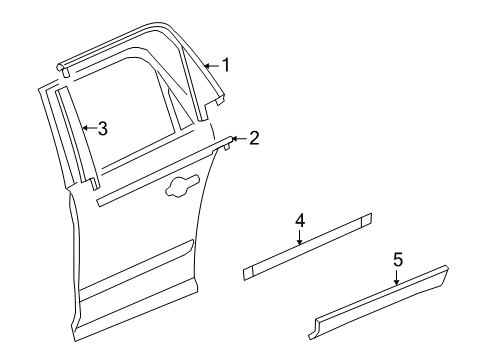 2007 Saturn Outlook Exterior Trim - Rear Door Belt Weatherstrip Diagram for 23426774