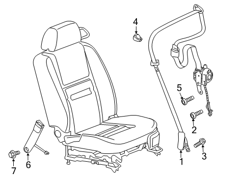 2007 Chevrolet Monte Carlo Front Seat Belts Buckle Bolt Diagram for 11562155