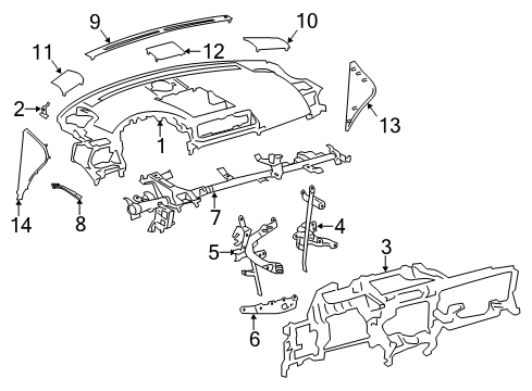 2013 Lexus CT200h Cluster & Switches, Instrument Panel Reinforcement Sub-As Diagram for 5530976010