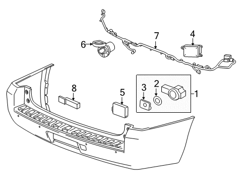 2018 Cadillac Escalade ESV Rear Bumper Park Sensor Bracket Diagram for 22976878