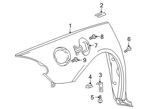 2008 Dodge Viper Quarter Panel & Components Panel-Quarter Diagram for 1BY70TZZAE