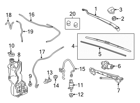 2017 Cadillac CT6 Wiper & Washer Components Washer Reservoir Diagram for 23354831