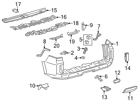 2012 Lexus GX460 Rear Bumper Cover, Rear Bumper, Up Diagram for 5216560070