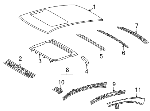 2012 Lexus HS250h Roof & Components Reinforcement, Roof Panel, NO.4 Diagram for 6314475010