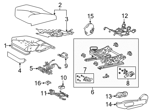 2018 Lexus LC500h Driver Seat Components Heater Assembly, Seat Diagram for 8751011020