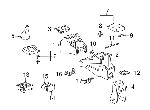 2004 Toyota RAV4 Console Cup Holder Diagram for 5563042010B1