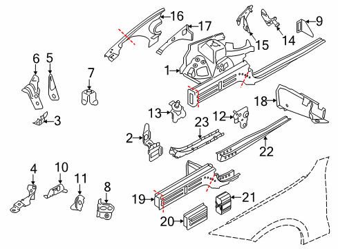 2013 BMW 135is Structural Components & Rails Connector Engine Support/Side Fram, Right Diagram for 41117152266