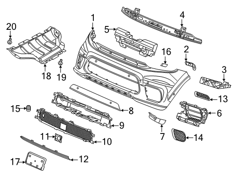 2021 Jeep Grand Cherokee Bumper & Components - Front SPAT-Front FASCIA Diagram for 68299198AC