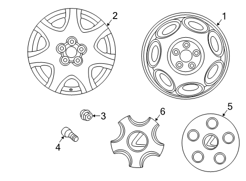 2002 Lexus LS430 Wheels Ornament Sub-Assy, Wheel Hub Diagram for 4260350230
