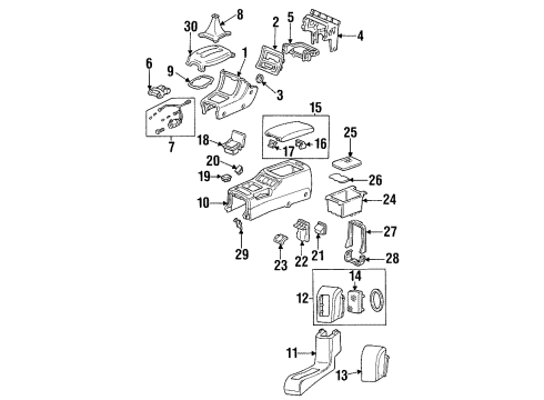 1995 Honda Prelude Center Console Cover, Rear Ashtray Diagram for 88324SB3950