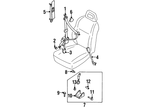 2000 Isuzu VehiCROSS Seat Belt Rod Assembly Tension, Seat Diagram for 8971192182